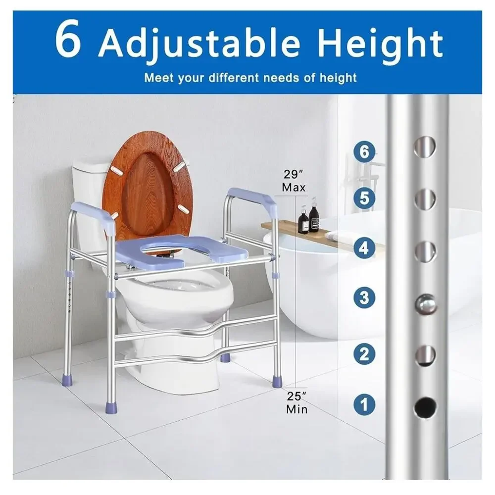 Raised Toilet Seat with Handles 400lbs, Toilet Seat Riser for Seniors/ Elderly